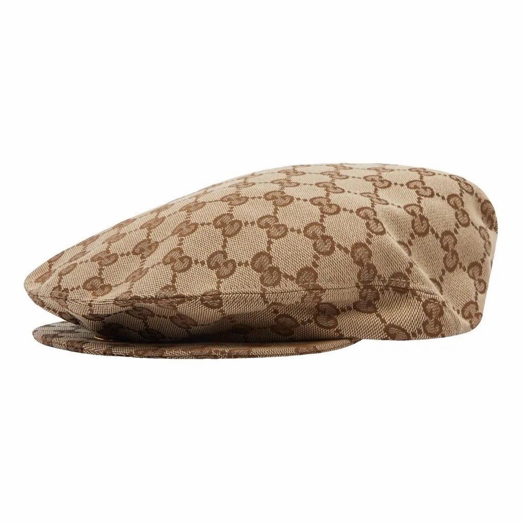 Gucci Beige Brown Monogram Flat Cap